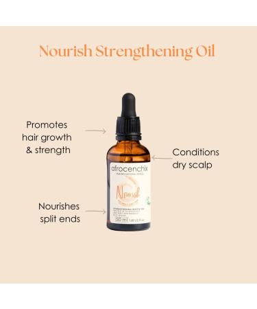 Afrocenchix Nourish - Hair Oil for Afro and Curly Hair- Blended With Jojoba and Castor Oil for hair growth Moisture locking Hair Oils 60ml - Buy Online on SooperMarket.com