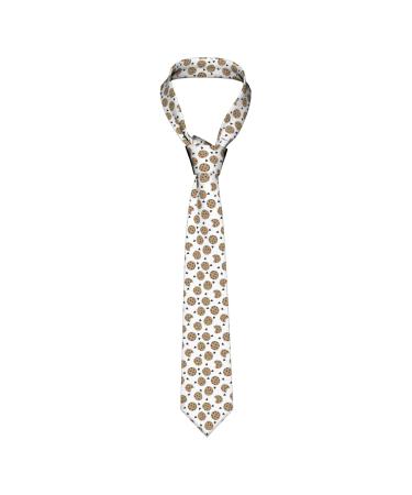 LamaMe Cookies Food Chocolate Chip Biscuits Anti-Floating Buckle Design Tie For Daily Work Wedding Banquet Dress With Holiday Birthday Gift