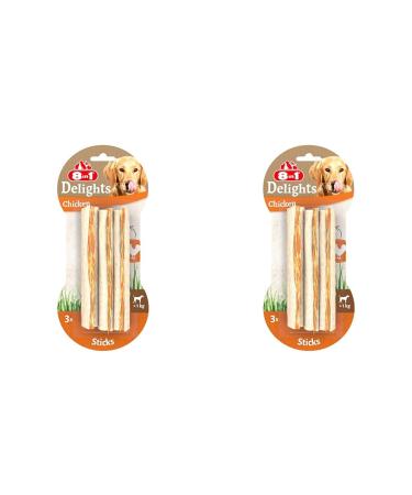8in1 Delights Chicken Sticks - Healthy Causta Tows for Dogs High -quality chicken meat wrapped in beef skin 3 pieces (pack with 2) 3 pieces (2 pack) sticks (3 pieces)