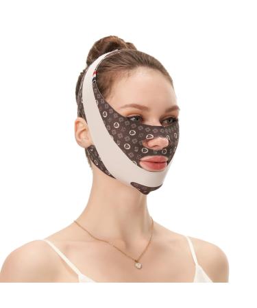 V-Line Face Lift Band - Facial Slimming & Lifting Strap for Men & Women | Anti-Sagging Chin Support for Defined Jawline & Wrinkle Reduction (Coffee - Buy Online on SooperMarket.com