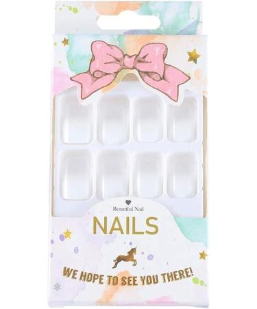 U-K Durable Artificial Nails Coffin False Nails Fake Fingernails Gradient Acrylic Stick On Nails 24 Pieces for Women and Girls (White Short) - Buy Online on SooperMarket.com