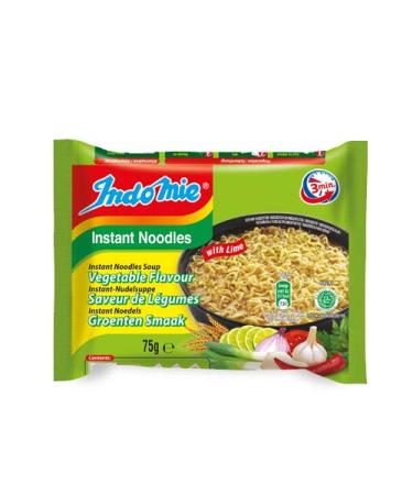 40x 75g IndoMie instant noodle soup vegetable flavour with lime + a little lucky doll - wooden doll