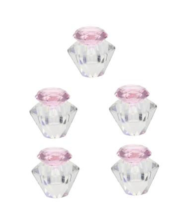 FRCOLOR Glass Nail Dish Crystal Dappen Dish 5.5x5.5cmx5pcs Pinkx5pcs