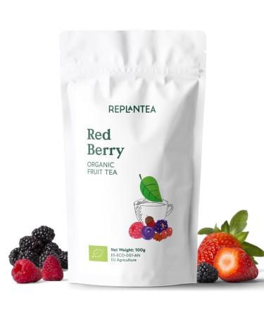 Red Berry Tea Loose Organic 100g (50 Cups) | Caffeine Free Fruit Loose Leaf Tea with Hibiscus Cherry Raspberry Strawberry REPLANTEA
