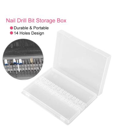 ANGGREK 14 Holes Professional Nail Art Polishing Grinding Drill Bit Holder Display Storage Box(Transparent) - Buy Online on SooperMarket.com