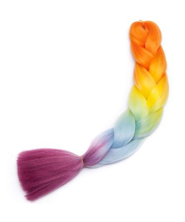 Tess Braids Extensions - Blue Jumbo Braids 60cm | KanCalon Kunsthaar for Box Braids | Ombre Hair Braid 100g (Orange/Blue/Red) - Buy Online on SooperMarket.com