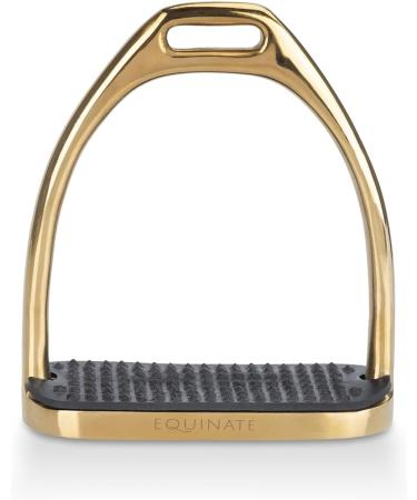 Equinate Stirrups Luna 10cm Gold - Anti-Slip Rubber Tread | Ideal for Adults & Children - 2 Pieces - Shop Internationally - Buy Online on SooperMarket.com