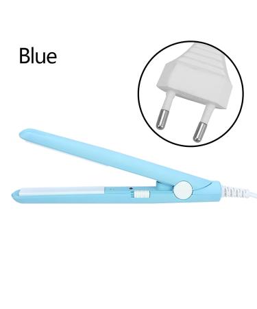 2-in-1 Mini Hair Smooth & Curling Iron - Portable Travel Ceramic Styler for Women & Short Hair - Blue - Buy Online on SooperMarket.com