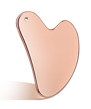 Stainless Steel Gua Sha Tool for Face Gua Sha Jade Gua Sha Facial Tools Tighten Skin Gua Sha Massage Beauty Tool for Body Eyes Neck Massager with Travel Pouch (Rose Gold)