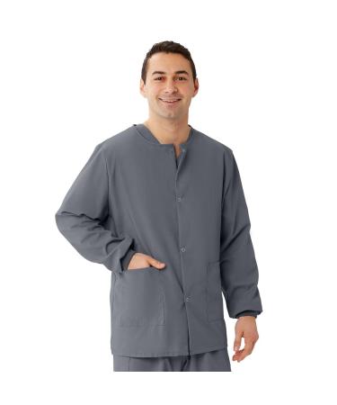 Medline AngelStat Unisex Snap-Front Warm-Up Scrub Jacket Charcoal 2XL - Buy Online on SooperMarket.com