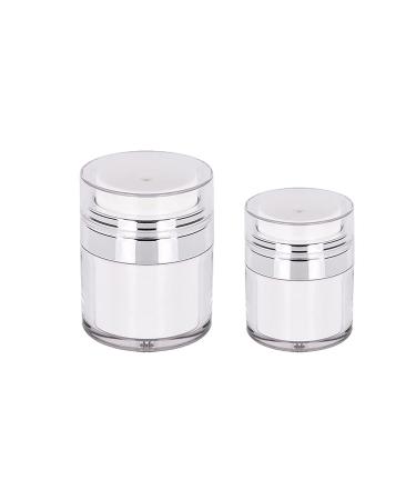 Cream Jar Vacuum Bottle Emulsion Pump Container Emulsion Cream Sample Air Pump Bottle Toiletry Cosmetic Container Portable Travel Size Container (White) Plastic