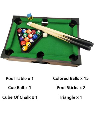 Benfu Mini Table Billiards Game Set - Includes Pool Table, 15 Colorful Balls, Cue Ball, Sticks, Chalk & Triangle - Perfect for Home and Office Desktop Fun - Buy Online on SooperMarket.com