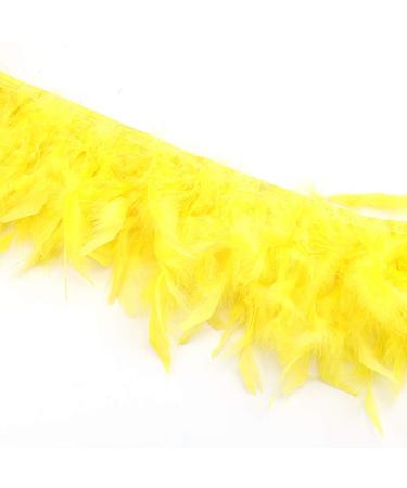 KOLIGHT Pack of 2 Yards Natural Dyed Turkey Flakes Feathers 4 6inch Fringe Trim DIY Dress Crafts Costumes Decoration (Yellow)