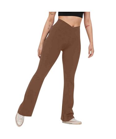 WILLBEST Women's Activewear Trousers Straight Leg Yoga Pants Drawstring Comfort Tracksuit Bottoms Running Fitness Workout Jogger Causal Cotton Lounge Pant XL 1025-djufh-2-brown