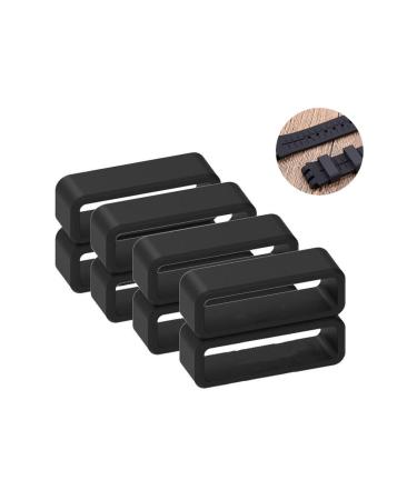 SYBL 8 Pack Rubber Watch Band Loop Silicone Watch Strap Loops Replacement 12mm 14mm 16mm 18mm 20mm 22mm 24mm 26mm Watch Strap Keeper Holder Ring(Black)