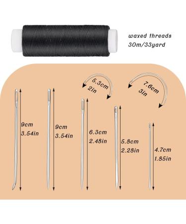 Waxed Thread 32 Yards (Black) - Leather Sewing Thread Set with Needles for Upholstery and Repair - Buy Online on SooperMarket.com