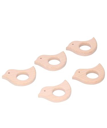 Beech Wooden Bird Teething Toys Set for Natural Pain Relief - 5 Pcs DIY Baby Teether Handiwork Accessory - Buy Online on SooperMarket.com