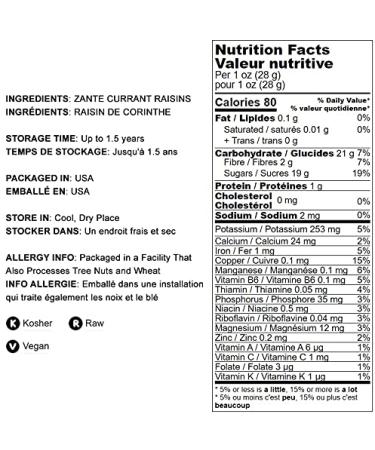 California Zante Currant Raisins 1lb - Sun-Dried Seedless Grapes, Vegan & Kosher - Tangy-Sweet Chewy Snack - Buy Online on SooperMarket.com