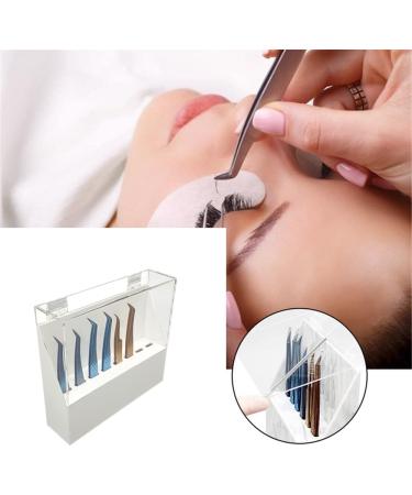 Dust-proof Acrylic 8-Hole Tweezers Holder | Eyelash Extensions Supplies & Tools Display Stand with Cover | Durable Salon Storage Rack - Buy Online on SooperMarket.com