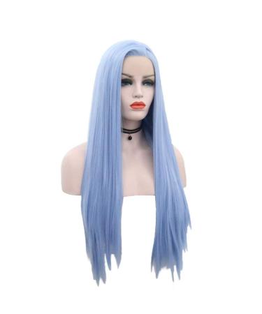 SHIYID Sky Blue Long Synthetic Lace Front Wig - Heat Resistant Silky Straight Fiber Hair for Women | Best Quality International Shipping - Buy Online on SooperMarket.com