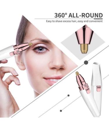 Eyebrow Trimmer & USB Rechargeable Facial Hair Remover - 2 in 1 with 3D Floating Shaver Net & LED Light for Perfect Eyebrows - Buy Online on SooperMarket.com