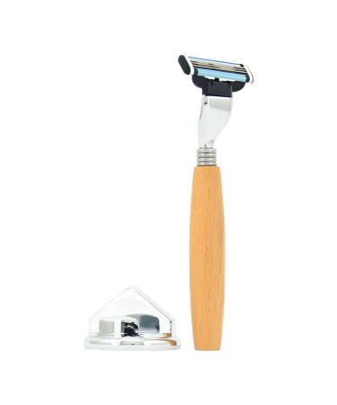 Magideal traditional shave manual shave shaving with wooden handles easy to use portable for men traditional shaving with base for home