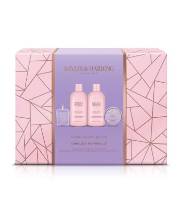 Baylis & Harding Jojoba Vanilla & Almond Oil Luxury Candlelit Bathing Gift Set (Pack of 1) - Vegan Friendly