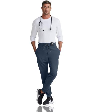 BARCO One Vortex Men's Scrub Jogger - Elastic Waist Eco-Friendly 4-Way Stretch Pant - Steel - Size Medium - Buy Online on SooperMarket.com