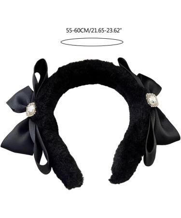 JSGHGDF Sweet Ballet Bowknot Plush Headband for Women Girls Furry Princess Hair Hoop Elegant Hair Styling Tool Pink - Buy Online on SooperMarket.com
