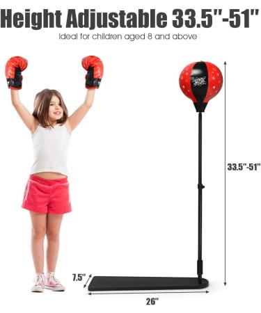 Costzon Punching Bag with Stand - Height Adjustable Reflex Bag with Boxing Gloves, Hand Pump - Freestanding Boxing Set for Adults, Teens, and Kids - Speed Training, Fitness, Stress Relief, Exercise - Buy Online on SooperMarket.com