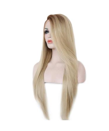 SHIYID Glueless Long Straight Ombre Wig - High Temperature Fiber Brown to Blonde Lace Front for White Women - Buy Online on SooperMarket.com