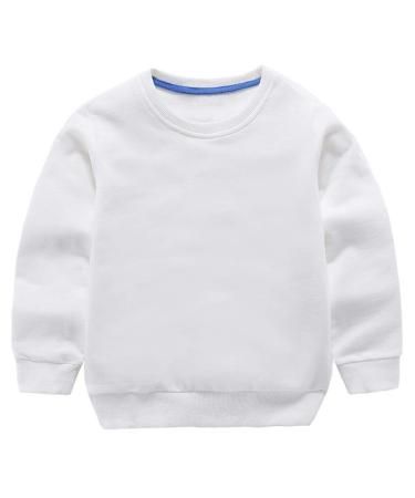 Taigood Kids Jumper for Boys Cotton Sweatshirt Long Sleeve T Shirts Pullover Autumn Winter Age 1-7 Years 6-7 Years White