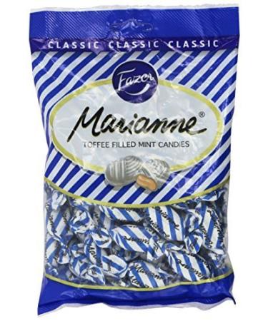 Fazer Marianne Blue Classic Finnish Toffee Filled Mint Hard Candies Candy Sweets Bag 220g by Fazer Marianne