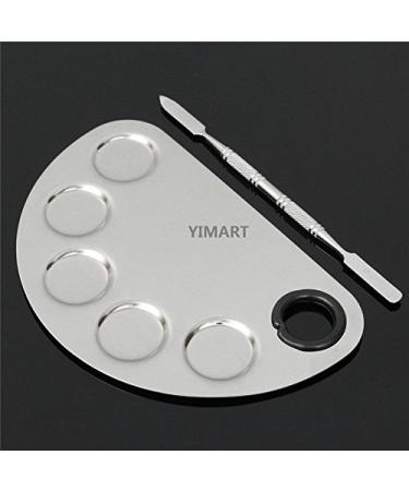 Yimart Stainless Steel Makeup Palette with 5 Mixing Holes and Spatula - Buy Online on SooperMarket.com