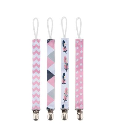 cersalt Pacifier Leash Baby Pacifier Clip 4pcs for Baby Girls Outdoor(6)