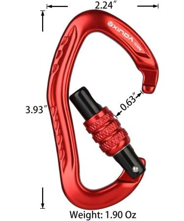 XINDA 22KN Auto Locking Carabiner Clip - Twist Lock, CE UIAA Certified, Heavy Duty - 2 pcs Red - Buy Online on SooperMarket.com