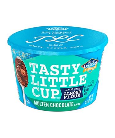 Blue Diamond Almonds, Tasty Little Cup, Molten Chocolate Almond Flour Cake, Single-Serve Microwaveable Mug Cake, Gluten Free, Simple Ingredients, Non-GMO, 2.5 Ounce Cup Molten Chocolate Cake