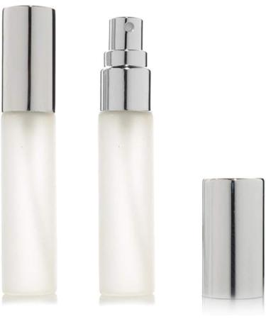 Enslz 6 x 10ml Refillable Frosted Glass Spray Bottles with 2 x 3ml Pipettes - Silver | Perfect for Perfume & Travel - Buy Online on SooperMarket.com