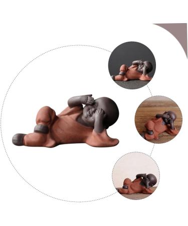 Alipis Tea Pet Chinese Decor Fairy Feng Shui Laughing Buddha Car Decoration Buddha Ornament Maitreya Buddha Figurine Desk Decor Monk Outdoor Statue Three No Purple Clay Decorations Red 13.3X6.5CM - Buy Online on SooperMarket.com