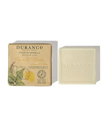 Durance Solid Marseille Soap With Organic Lemon Essential Oil 100g Enriched With Olive Oil & Red Rice Extract Paraben-Free Solid Soap For All Skin Types