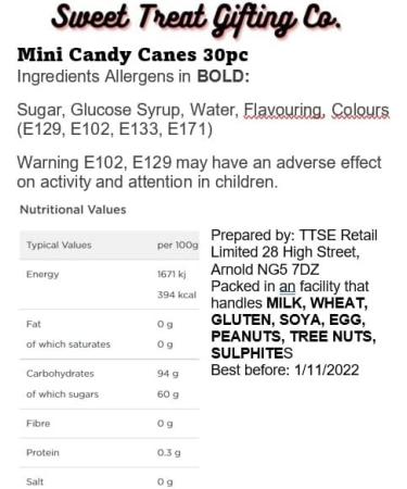 25 Mini Candy Canes Christmas Sweets 3 Flavours Sweet Treat Gifting Co. - Buy Online on SooperMarket.com