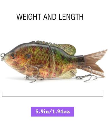 SENYUBBY Multi Jointed Swimbait Fishing Lure Big Giant Sinking Bass Lure with Treble Hook, 5.9in 1.94oz, 2/4/8/9 Segment Crankbaits Swimbaits - Buy Online on SooperMarket.com