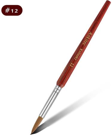 Aokitec #12 Oval Crimped Sable Acrylic Nail Brush - Wood Nail Art Tool for Acrylic Application - Buy Online on SooperMarket.com