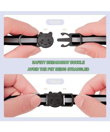 Hepplly 2-Pack Quick Release Reflective Cat Collars with Bell - Black Kitten Collars for Safe Stylish Pets | International Shipping Available - Buy Online on SooperMarket.com