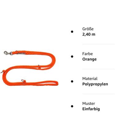 Double Dog Leash for Medium Dogs - Training Leash Up to 45kg - 39 Colors Available - 2.40m Orange - Buy Online on SooperMarket.com