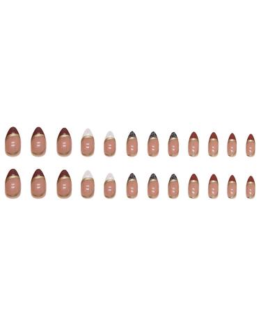 24Pcs Glitter Gold French Line Short Almond Press on Nails - Fashion Fake Nails for Women - Buy Online on SooperMarket.com