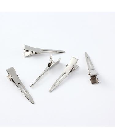 JEKUGOT 60 Pieces Metal Duck Billed Hair Clips Silver Hairdressing Single Prong Curl Clips with Storage Box Alligator Clips Hair Pins for DIY Making Hair Bows Hair Accessory Hair Extensions - Buy Online on SooperMarket.com