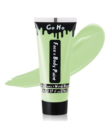 Go Ho Pastel Green Cream Face Body Paint(2.37oz 70ml) Water Based Pastel Green Makeup Face Painting for Adults Children SFX Cosplay Costumes Festivals Halloween