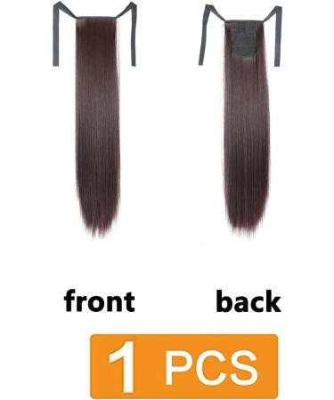 Prinfantasy Dark Brown Straight Ponytail Extension | 22 Inch Wrap-around Synthetic Hairpiece - Buy Online on SooperMarket.com