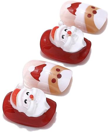 Brishow Christmas False Snow Press on Nails - Antler Short Red Fake Nails 24pcs - Buy Online on SooperMarket.com